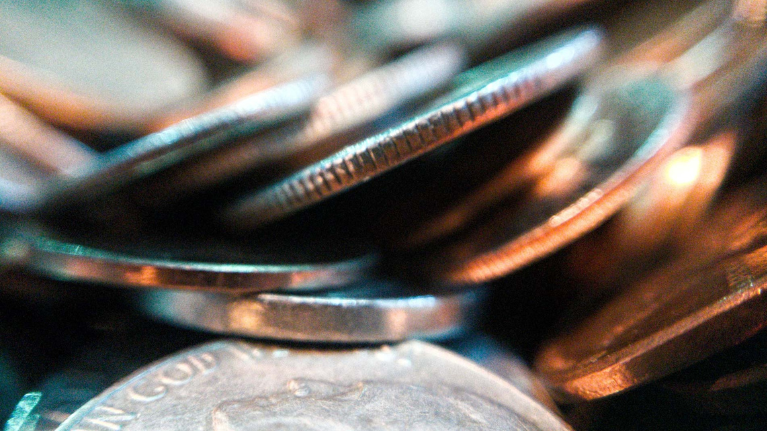 Close up of coins