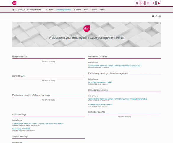 Demo site snip upcoming deadline Web