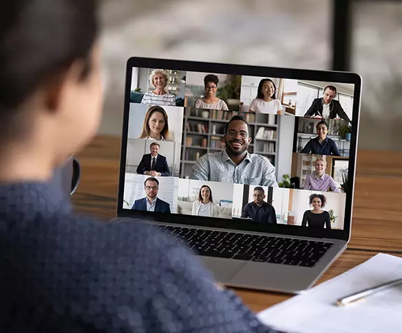 Team meeting on laptop