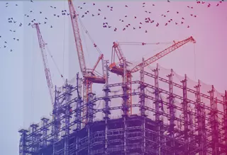 0273 Cranes on a building 320 x 220 Small Panel