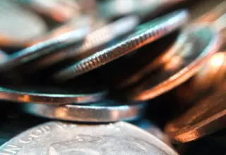 Close up of coins