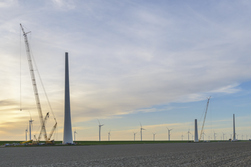 Wind turbines under construction